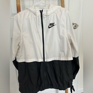 Nike White and Black Windbreaker Jacket Medium